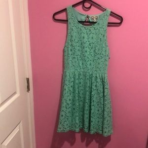 Teal, flowery, flowy dress with back cut out. #NWT